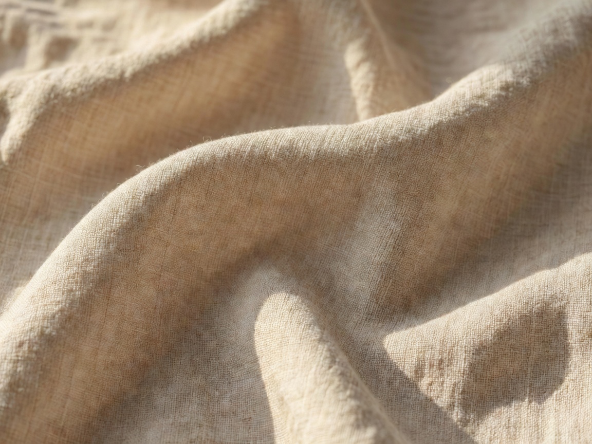 Close up of soft linen fabric in warm sunlight